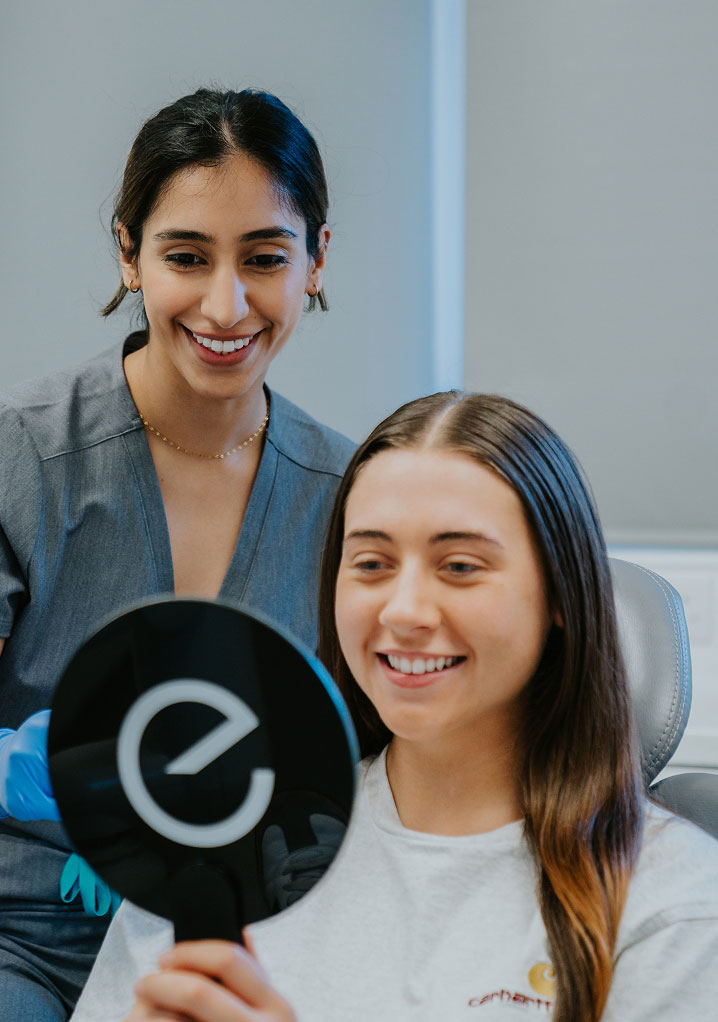 happy patient with dentist